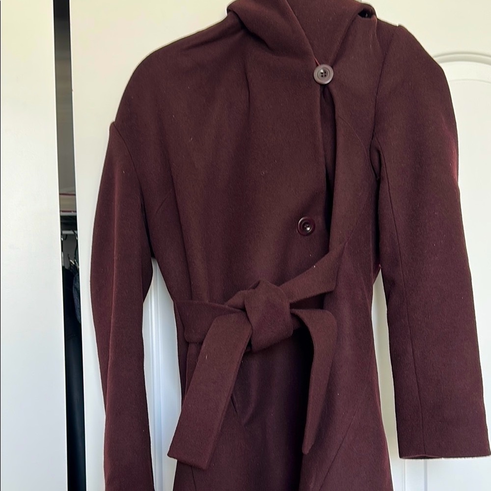 Trina Turk Dark Burgundy hooded Coat
Wool/ Cashmere blend